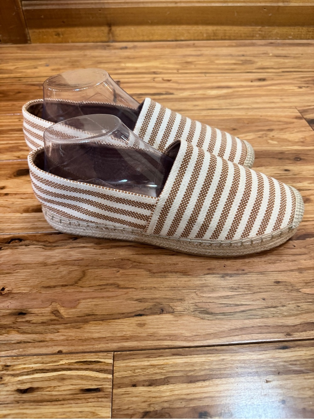 J. Jill Women's Espadrille Flats Size 11 Tan Stripe Canvas NWOT